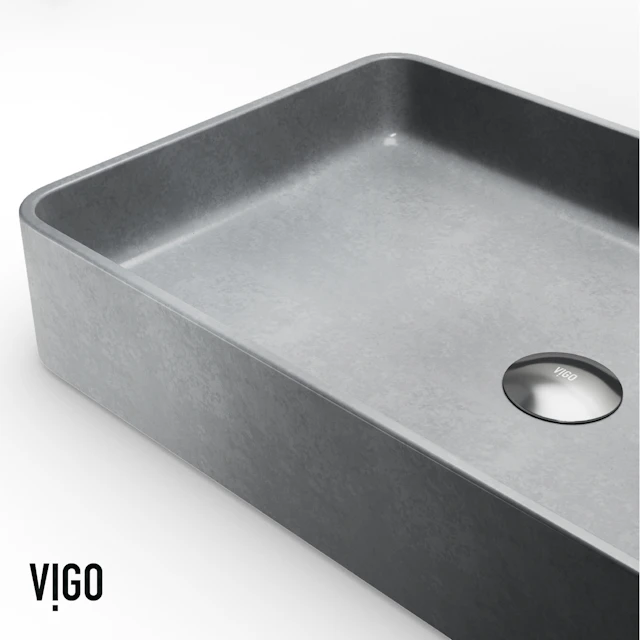 Concreto Stone Rectangular Bathroom Sink With Vessel Faucet - angle 7 - other