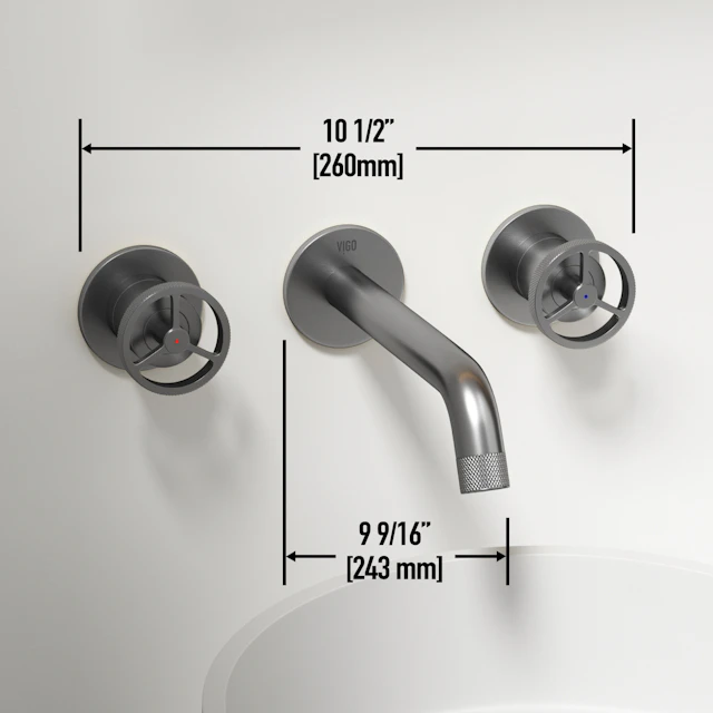 Concreto Stone Round Bathroom Sink With Wall Mount Faucet - angle 13 - other
