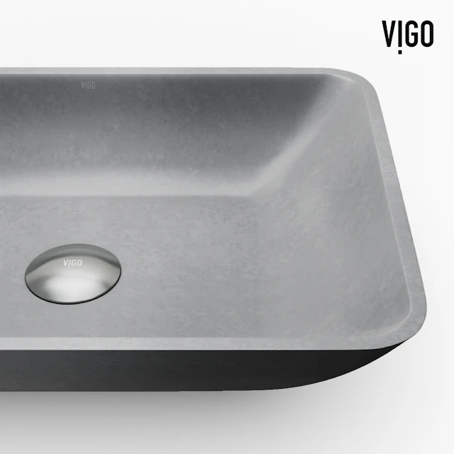 Concreto Stone Rectangular Vessel Bathroom Sink and Vessel Faucet - image 6 - other