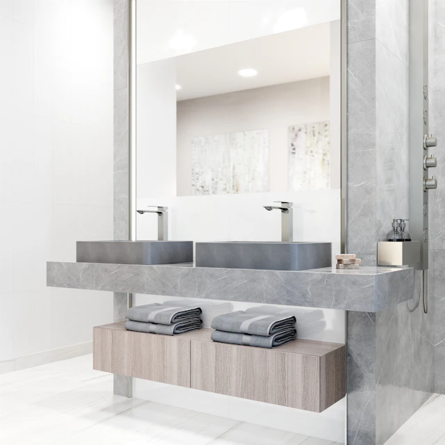 Concreto Stone Rectangular Vessel Bathroom Sink and Faucet - angle 2 - other