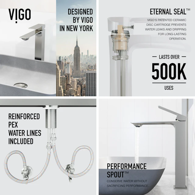 Concreto Stone Rectangular Vessel Bathroom Sink and Faucet - angle 5 - other