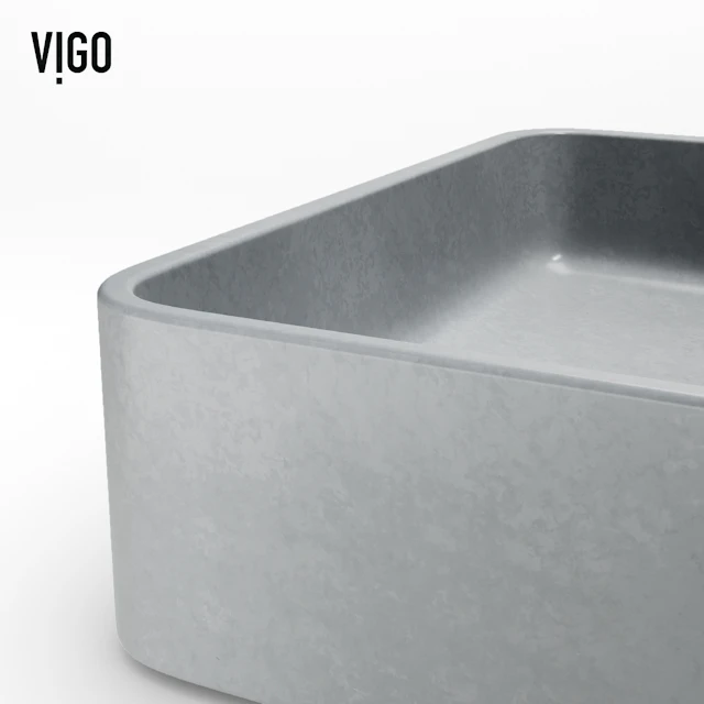 Concreto Stone Rectangular Vessel Bathroom Sink and Faucet - angle 7 - other