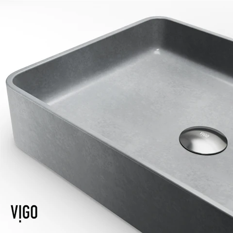 Concreto Stone Rectangular Vessel Bathroom Sink and Faucet - image 8 - other