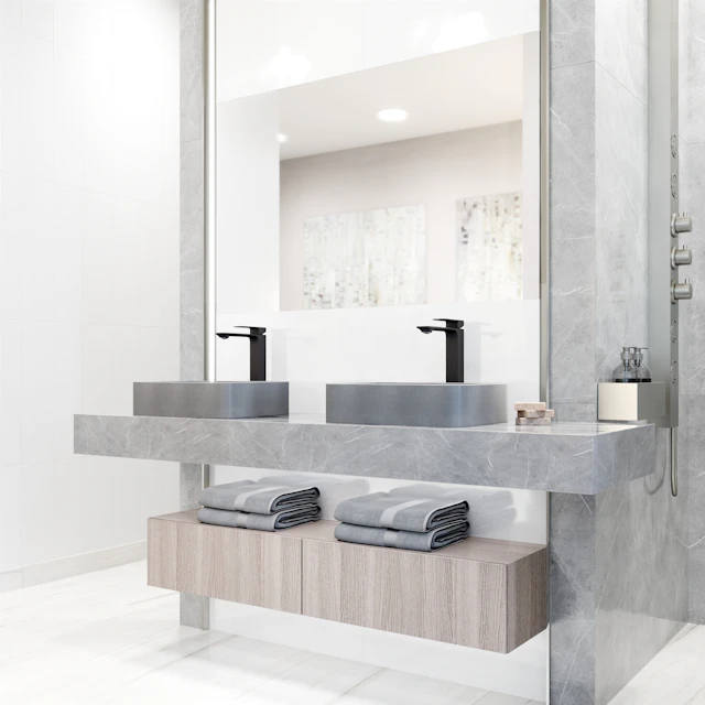 Concreto Stone Rectangular Vessel Bathroom Sink and Faucet - angle 2 - other