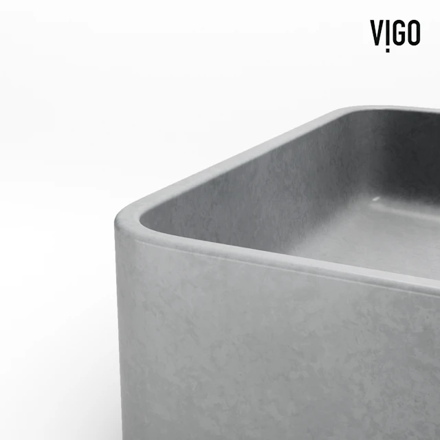 Concreto Stone Rectangular Vessel Bathroom Sink and Faucet - angle 7 - other