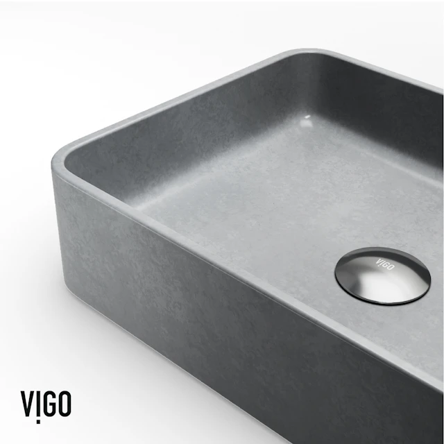 Concreto Stone Rectangular Vessel Bathroom Sink and Faucet - angle 8 - other