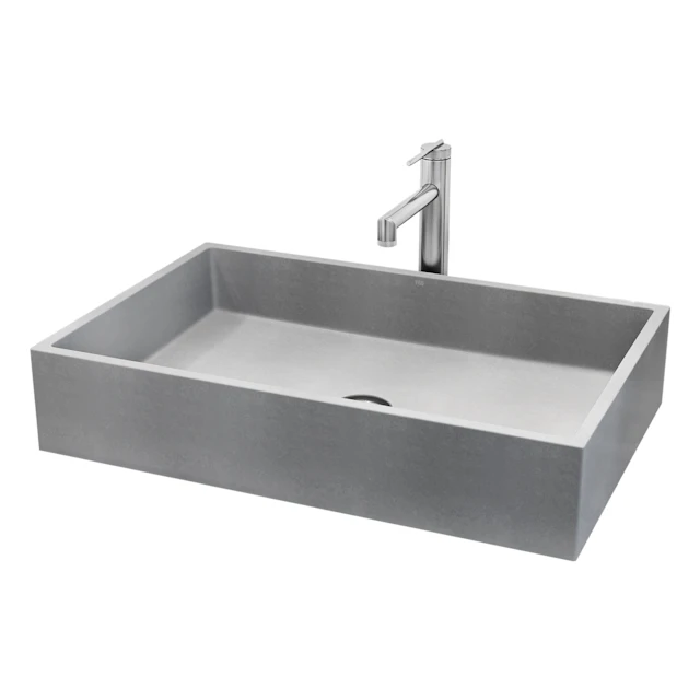Orvieto Concreto Stone Rectangular Bathroom Vessel Sink in Gray with Sterling Faucet and Pop-Up Drain - image 14 - other