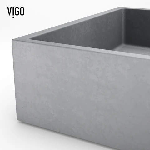 Orvieto Concreto Stone Rectangular Bathroom Vessel Sink in Gray with Sterling Faucet and Pop-Up Drain - image 6 - other