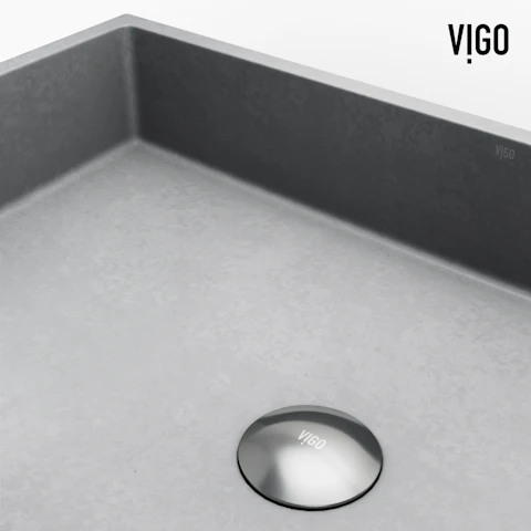 Orvieto Concreto Stone Rectangular Bathroom Vessel Sink in Gray with Sterling Faucet and Pop-Up Drain - image 8 - other