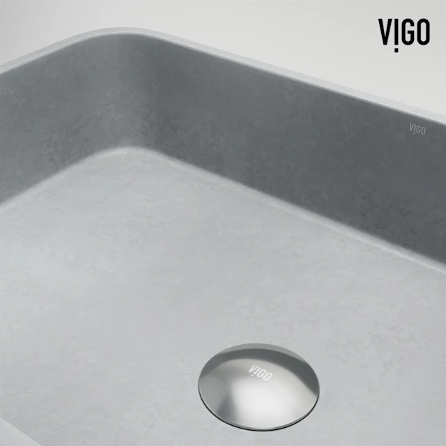 Windsor Concreto Stone Rectangular Fluted Bathroom Vessel Sink in Gray with Ashford Faucet and Pop-Up Drain - image 5 - other