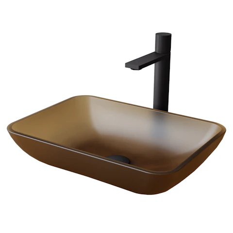 Amber Sottile Matte Shell Rectangular Bathroom Vessel Sink with Gotham Faucet and Pop-Up Drain - image 14 - other