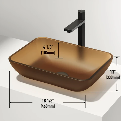 Amber Sottile Matte Shell Rectangular Bathroom Vessel Sink with Gotham Faucet and Pop-Up Drain - image 9 - other