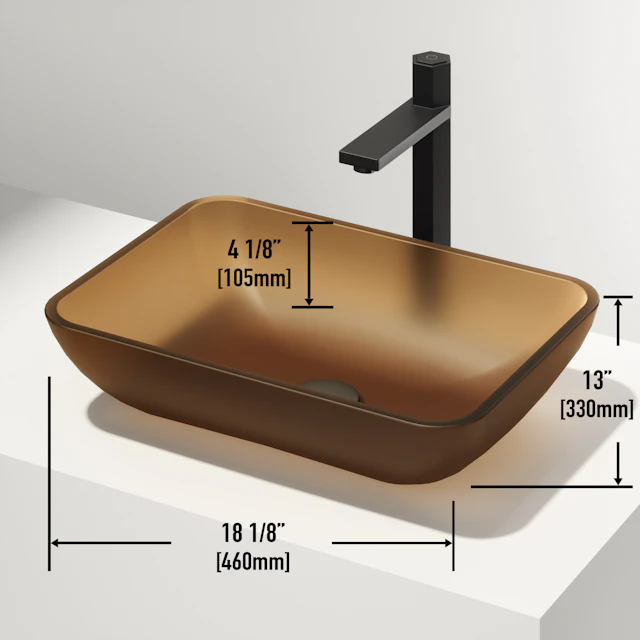 Amber Sottile Matte Shell Rectangular Bathroom Vessel Sink with Gotham Faucet and Pop-Up Drain - image 9 - other