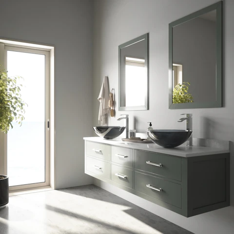 Glass Round Vessel Bathroom Sink in Sheer Black with Duris Faucet and Pop-Up Drain - image 2 - other