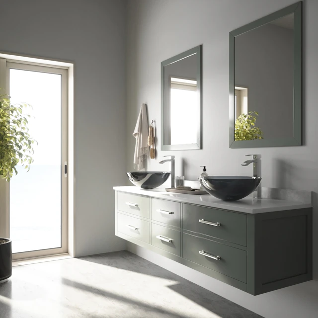 Glass Round Vessel Bathroom Sink in Sheer Black with Duris Faucet and Pop-Up Drain - image 2 - other