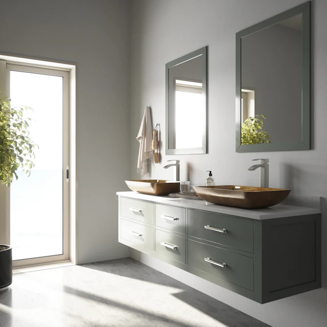 Glass Rectangular Vessel Bathroom Sink in Gold with Duris Faucet and Pop-Up Drain - angle 2 - other