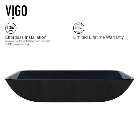 Glass Rectangular Vessel Bathroom Sink in Turquoise Blue with Duris Faucet and Pop-Up Drain - image 5 - other