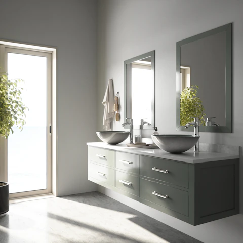 Glass Round Vessel Bathroom Sink in Silver with Linus Faucet and Pop-Up Drain - image 2 - other