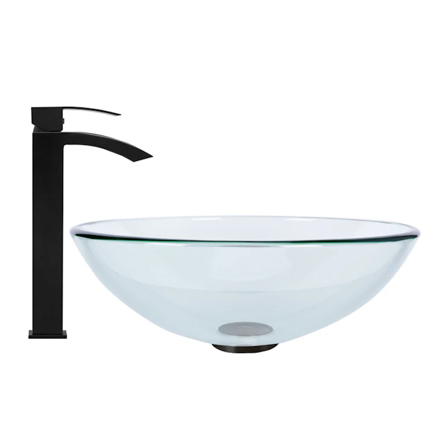 Glass Round Vessel Bathroom Sink in Iridescent with Duris Faucet and Pop-Up Drain - image 5 - other