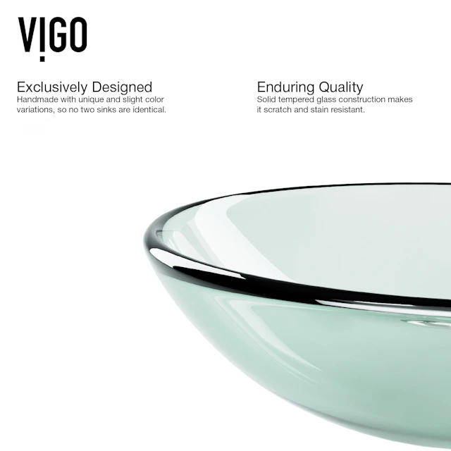 Glass Round Vessel Bathroom Sink in Iridescent with Linus Faucet and Pop-Up Drain - angle 7 - other