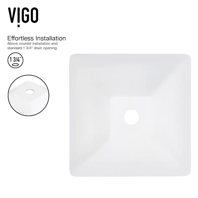 Matte Stone Hibiscus Composite Square Vessel Bathroom Sink in White with Amada Faucet and Pop-Up Drain - image 5 - other