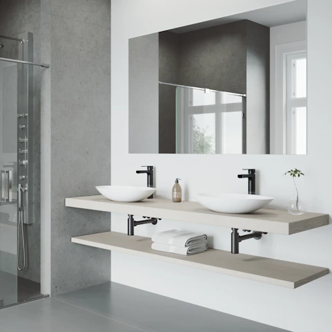 Matte Stone Wisteria Composite Oval Vessel Bathroom Sink in White with Amada Faucet and Pop-Up Drain - image 2 - other