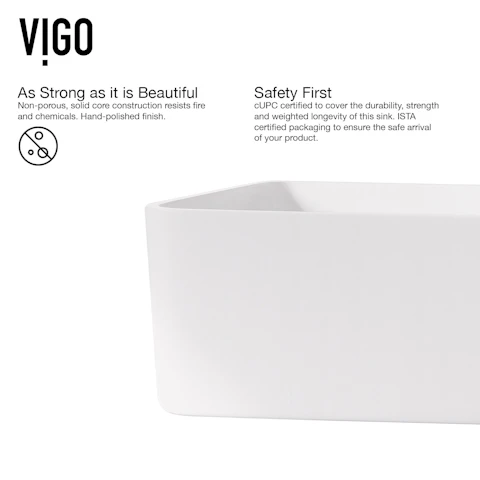 Matte Stone Jasmine Composite Rectangular Vessel Bathroom Sink in White with Faucet and Pop-Up Drain - image 6 - other