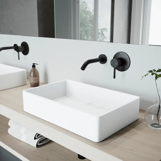 Matte Stone Magnolia Composite Rectangular Vessel Bathroom Sink in White with Faucet and Pop-Up Drain - image 3 - other