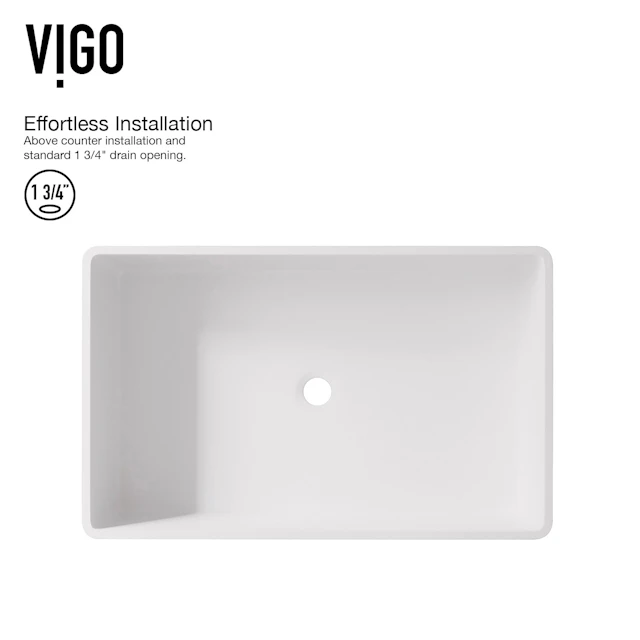 Matte Stone Magnolia Composite Rectangular Vessel Bathroom Sink in White with Faucet and Pop-Up Drain - image 5 - other
