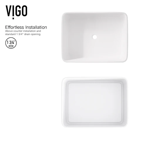 Matte Stone Jasmine Composite Rectangular Vessel Bathroom Sink in White with Olus Faucet and Pop-Up Drain - image 4 - other